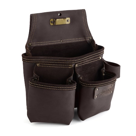 Ox Tools Tool Bag, Pro Framer's Tool Bag, Oil-Tanned Leather, 3 Pouch, Leather OX-P263203